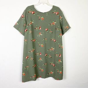 Ava & Viv Green & Pink Floral Short Sleeve Shift Dress